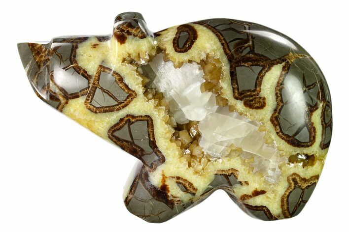 Calcite Crystal Filled, Polished Septarian Bear - Utah #160175